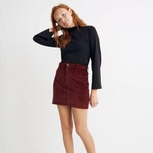 Madewell Velveteen Velvet Straight Zip Mini Skirt Summer Fall Capsule NWT 26